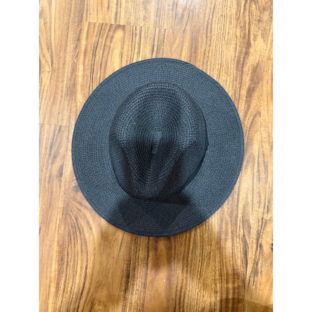 Beachcore Womens Unbranded Paper Straw Fedora Hat One Size Black